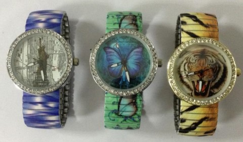 GK1606  print different picture alloy with stone wrist watch